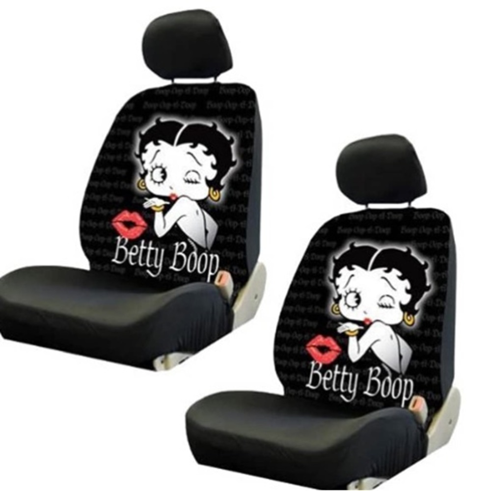 Betty Boop car seat cover 2pck PLUS MATCHING STEERING WHEEL COVER